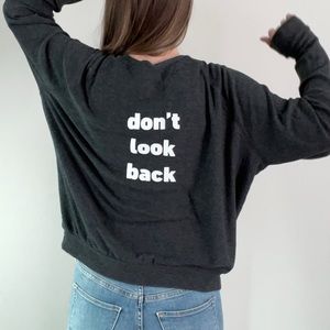 Project Social T "Don't Look Back" Soft Gray pullover size Small